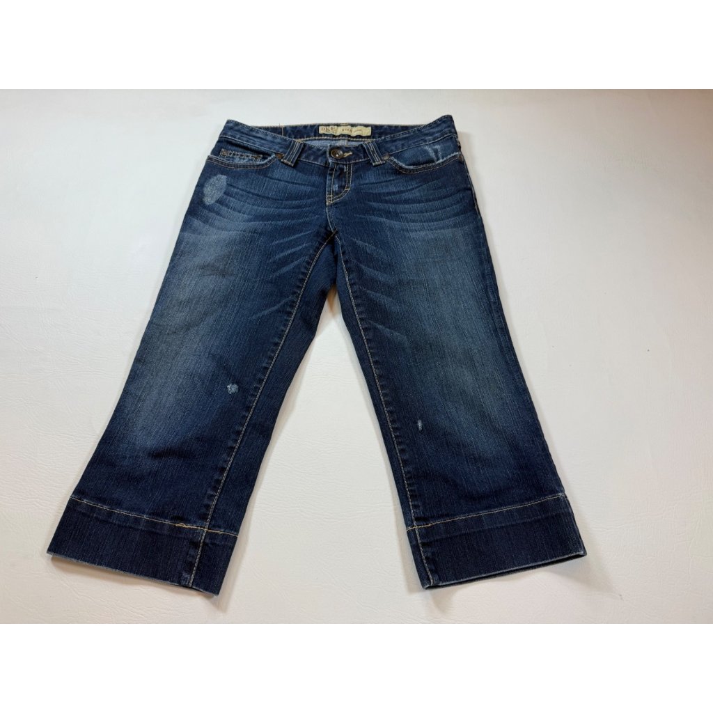 Bke 30r Denim Jeans Mid-Rise Bootcut Distress Medium 26 Wash Stretch (Bin D187)
